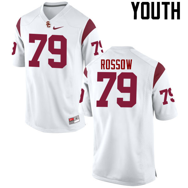 Youth #79 Connor Rossow USC Trojans College Football Jerseys-White